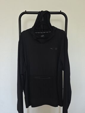 Puma Black Mesh Hooded Pullover. XXL.